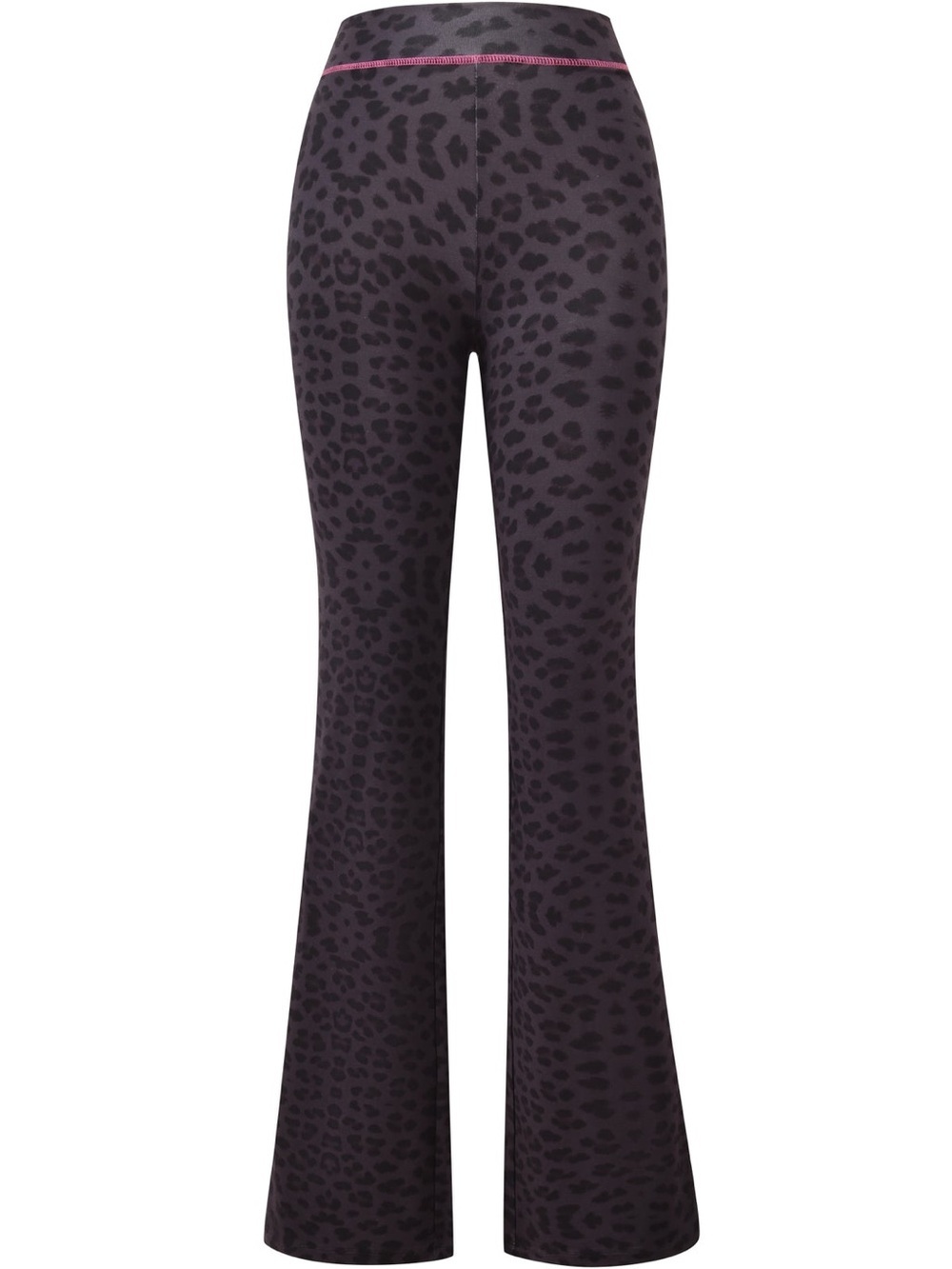 I.AM.GIA Gray/Black Leopard Flared Track Pants with Pink Waist Stitching